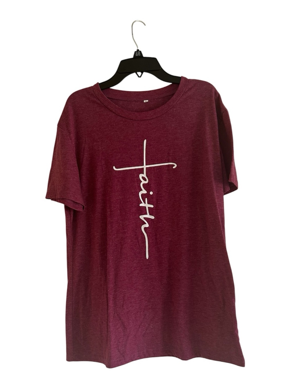 Faith Graphic Burgundy and White Size Medium Short Sleeve Tee